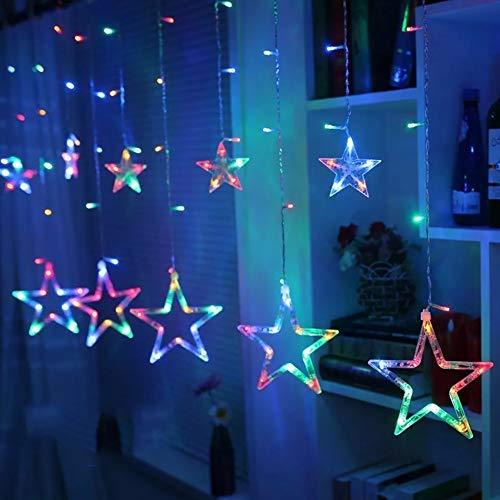 12 Stars Curtain String Lights, Window Curtain Hanging Light