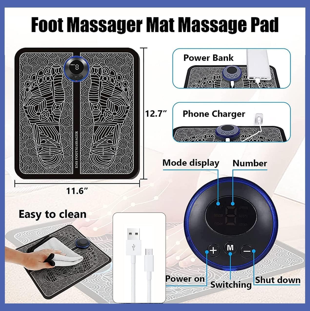 Automatic Foot Massager Pain Relief Wireless Electric ems Massage Machine